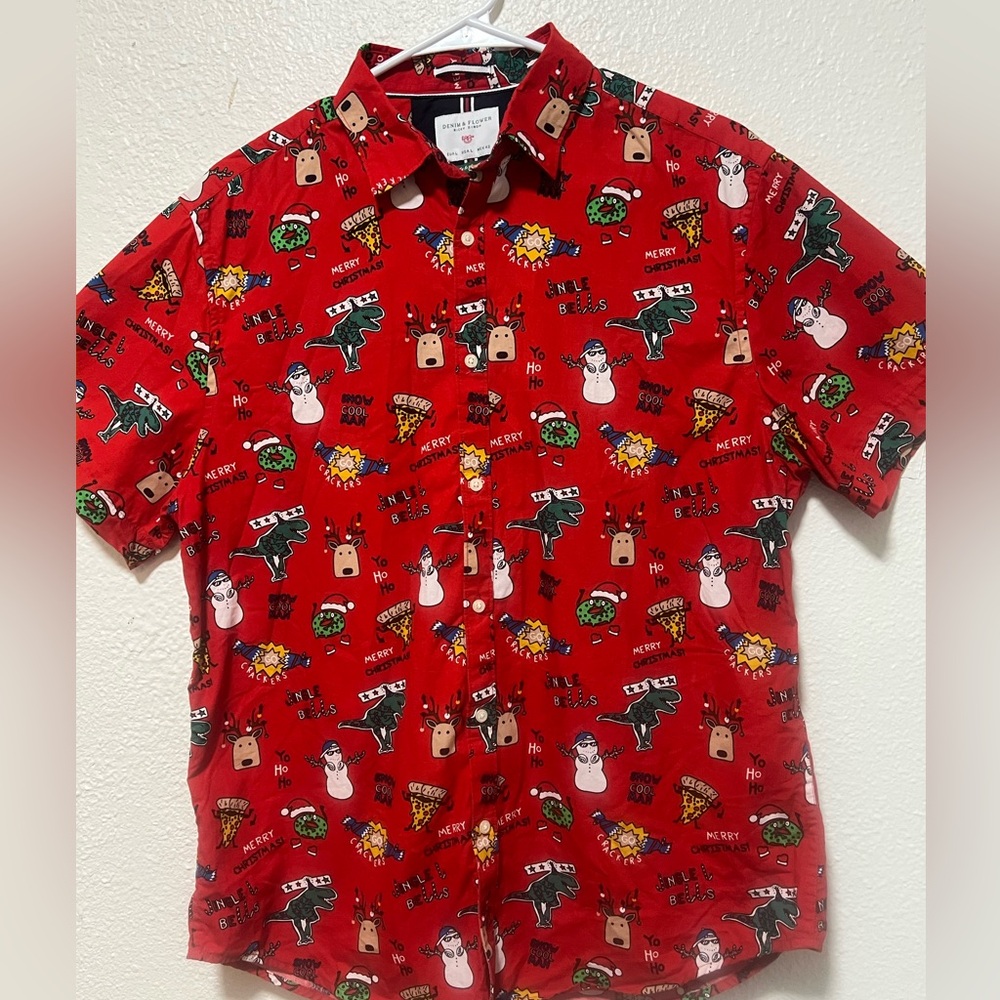 Denim & Flower‎ Red Holiday Print Shirt
